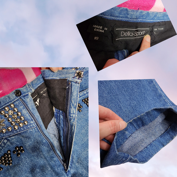 Vtg 90s Della Sport Studded Horse High Waist Mom Boot Cut Denim Jeans Sz 10 - Picture 6 of 6